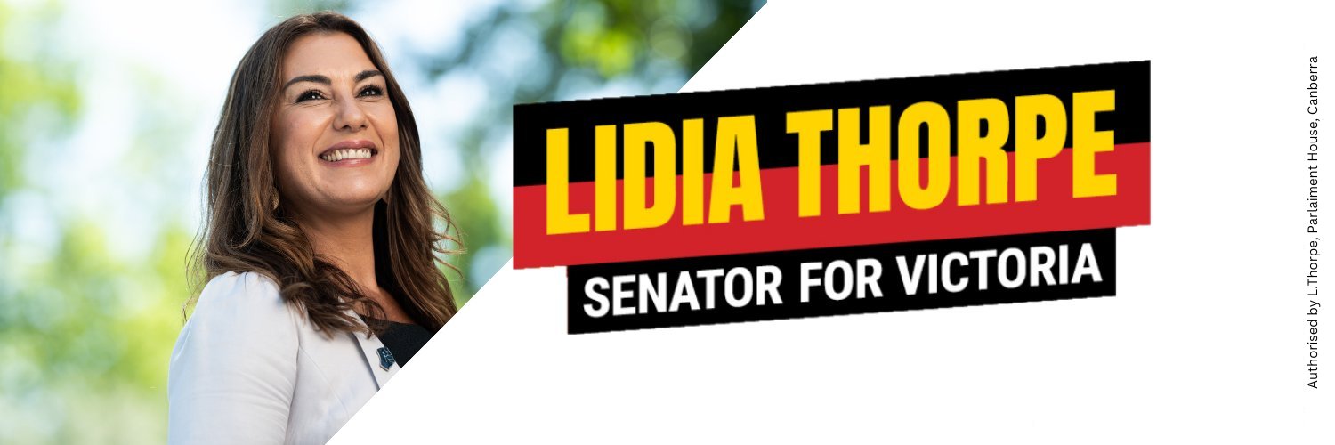 Senator Lidia Thorpe's banner