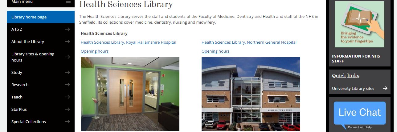 UoS_HealthScienceLib banner