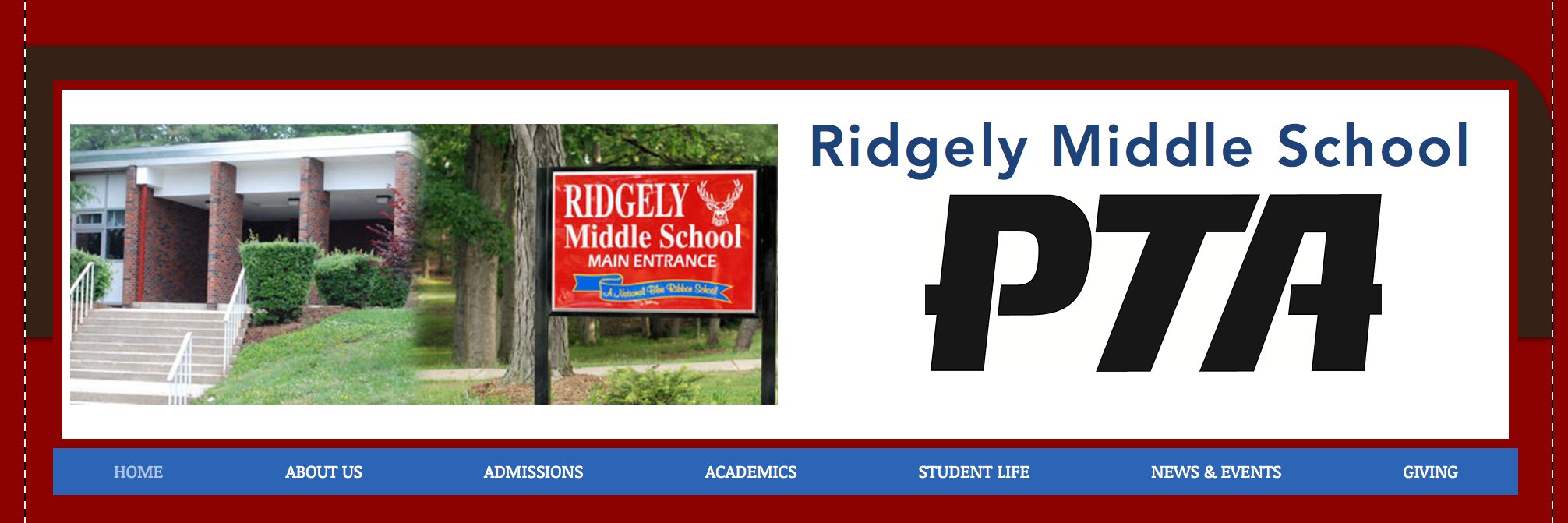 Ridgely Middle PTA banner