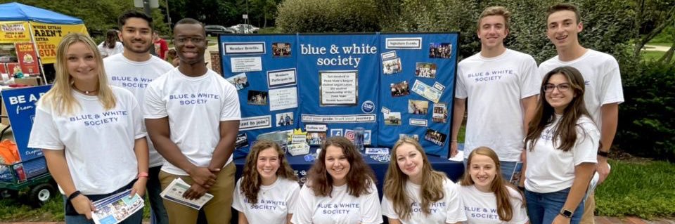 The Blue & White Society banner