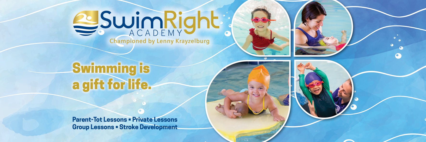 SwimRight Academy, Championed by Lenny Krayzelburg banner
