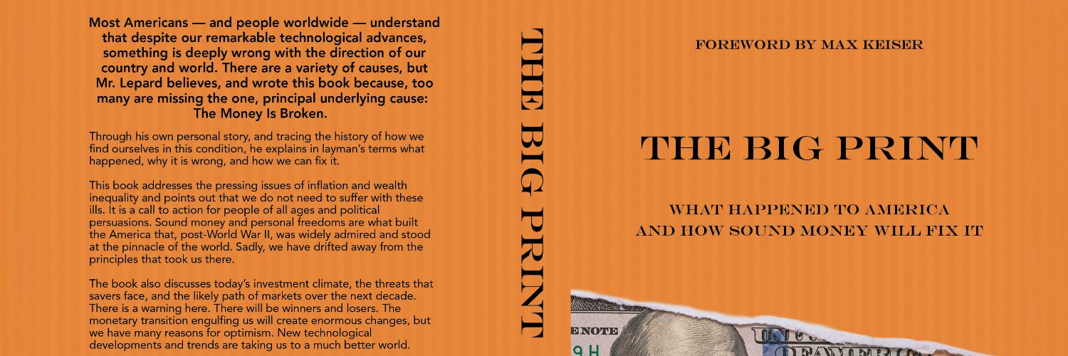 Lawrence Lepard, "fix the money, fix the world"'s banner