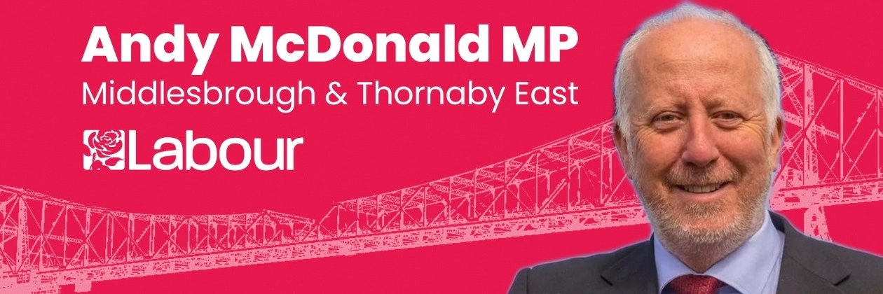 Andy McDonald MP for Middlesbrough & Thornaby East's banner