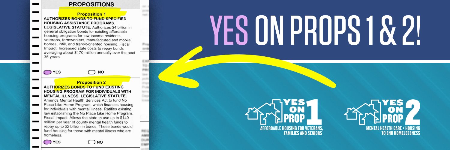 Yes On Prop 1 - Veterans & Affordable Housing Act banner