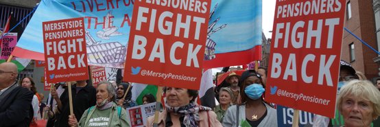 Merseyside Pensioners Association's banner