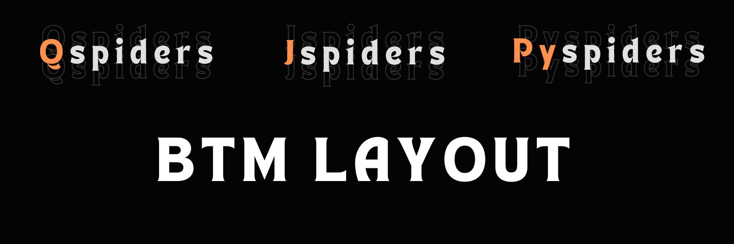 QSpiders, JSpiders & PySpiders BTM Layout banner