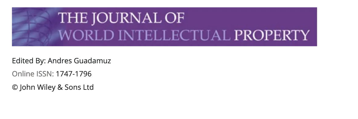 Journal of World Intellectual Property banner