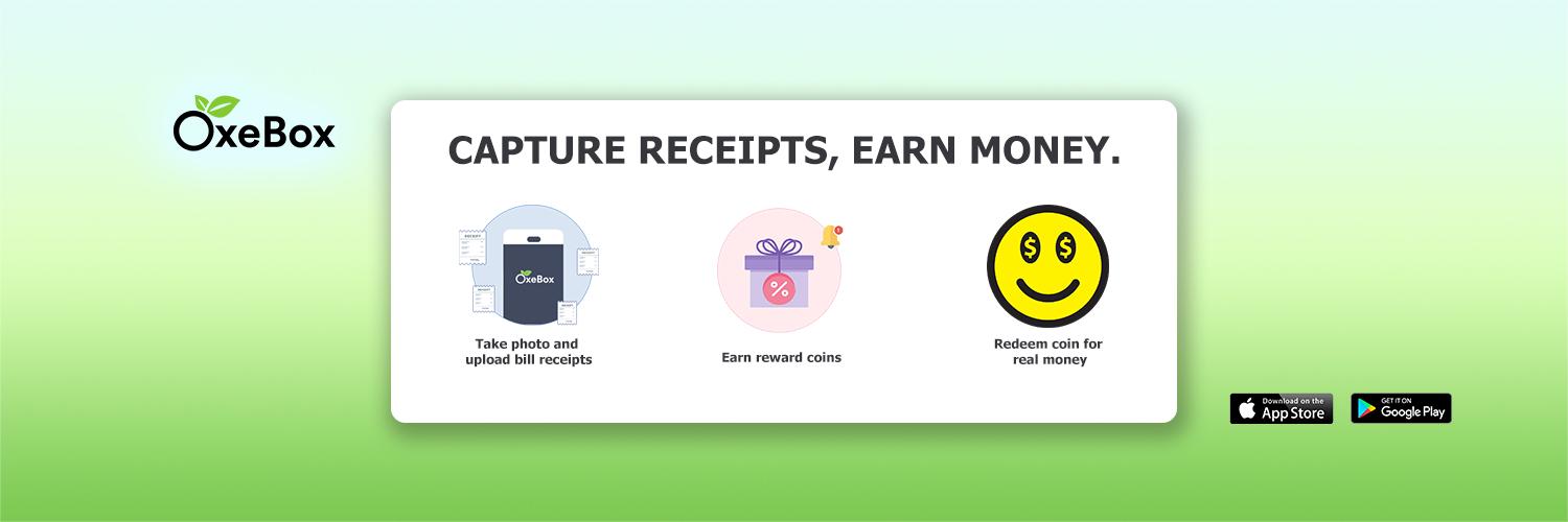 OxeBox : Encash your Receipts banner