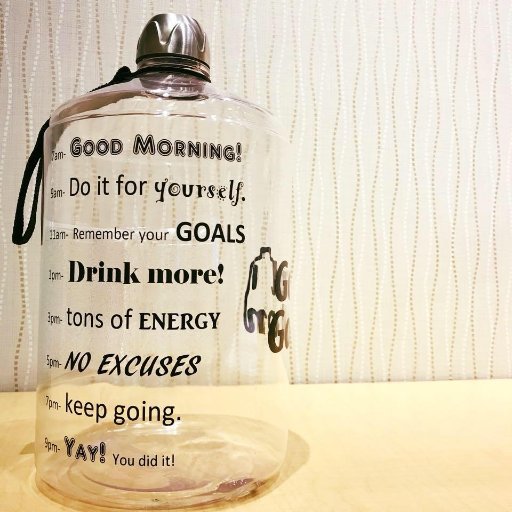 Goal Gallon, 2 simple words to transform your life. Meet your water/hydration goals by time of day and motivational quotes on our durable, crisp gallon jug.