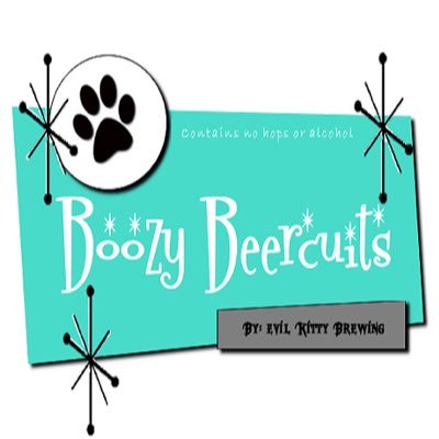 Boozy Beercuits are homemade snacks for your fur kids made from the spent grain used in the making of Evil Kitty Brewing. They contain absolutely no hops!!