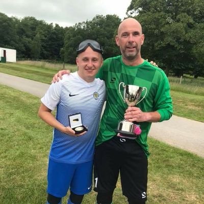 @NathanEdge94 #BlindRunner #BlindFootballer and @JustPete1971 #GuideRunner #BlindFootballCoach. Proud FA Disability Cup Final Winners 2018