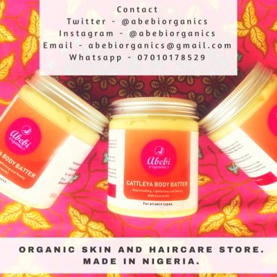 Sourced from nature - based skin and hair care products. Delivering quality efficient products carefully made with love. Email: abebiorganics@gmail.com