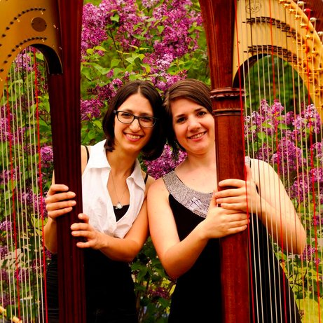 The contemporary harp duo of Kathryn Sloat and Christina Brier