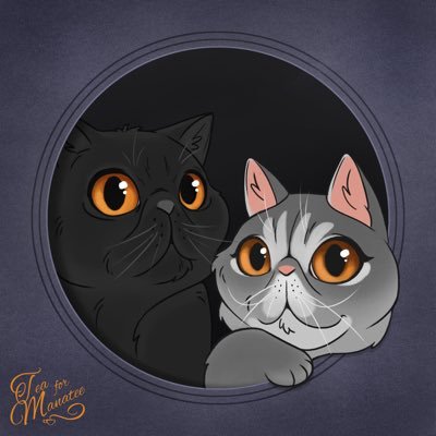 Goofy Boy Monty🖤 Beautiful Girl Trixie💜 Profile art by @teaformanatee Exotic Shorthair Kitties https://t.co/HPMNsL8Xtw