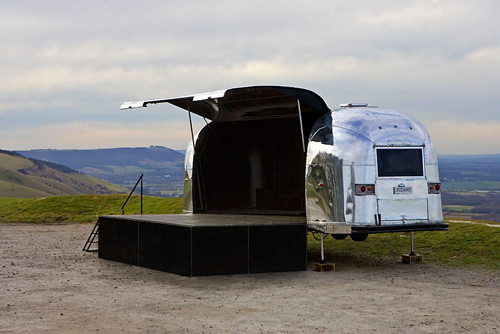 Bulletstage is a classic American Airstream that converts into a stage designed specifically for live music and promotion events.