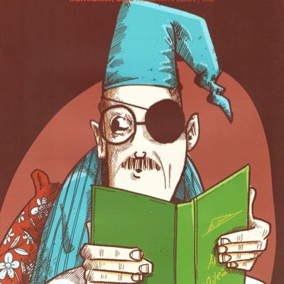 Entre James Joyce y el mago Merlín, pero más bien una caricatura de ambos.