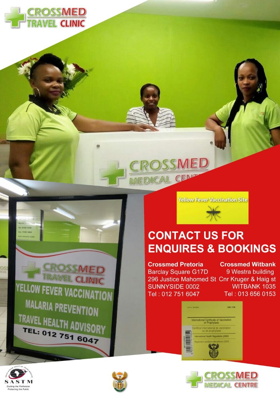 CrossmedTravel's profile picture. Yellow Fever Vaccination Centre
Malaria Prevention 
Travel Health Advice
Pretoria & Witbank