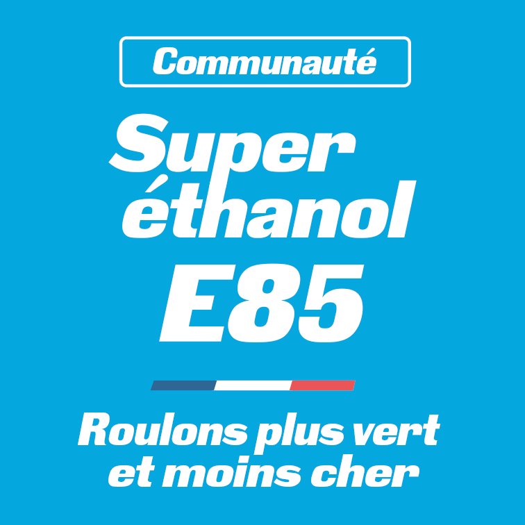 Le #SuperéthanolE85 est un #carburant qui contient jusqu’à 85% de #bioéthanol. Roulons plus vert et moins cher ! #E85 @bioethanol_fr (Collective du Bioéthanol)