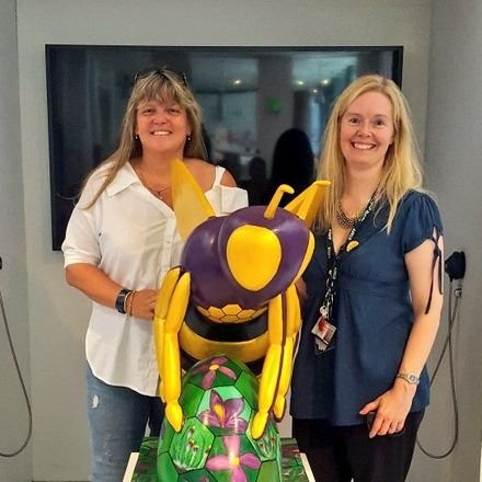 PurpleCrocusBee part of Bee in the City trail, 2018. Collaboration between @awah_alty and Oldfield Brow School