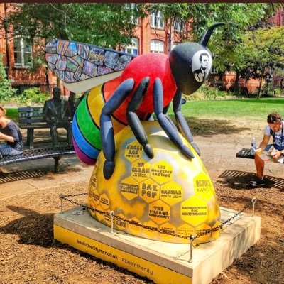 The #LGBTQ+ community bee for @beeinthecitymcr is now in her forever home in Sackville Gardens - in the heart of Manchester's Gay Village. #5 on the trail
