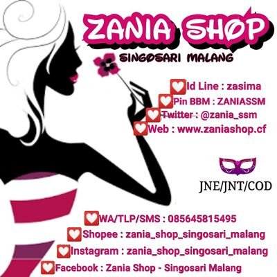 IG : zania_shop_singosari_malang
FB : Zania Shop-Singosari Malang
WA/SMS/TLP : 085645815495
Pin BBM :ZANIASSM
👉Free Ongkir COD Singosari.
👉Beli 2 diskon 20rb.