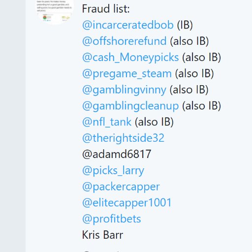 I clean up the sports betting industry. I tell you which scammers to avoid. Got scammed? DM me.  @TheToutMonitorr is a fraud trying to impersonate me