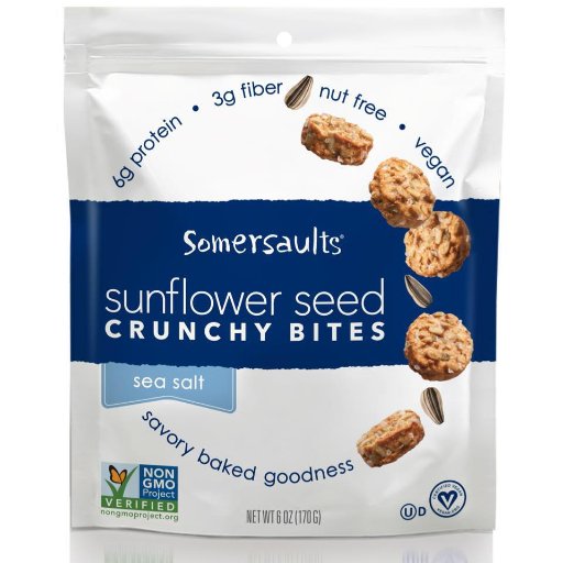 Sunflower seed crunchy bites. 🌻 Our mission is to inspire and fuel everyday healthy lifestyles! Share your #SomersaultLife for a free bag!
