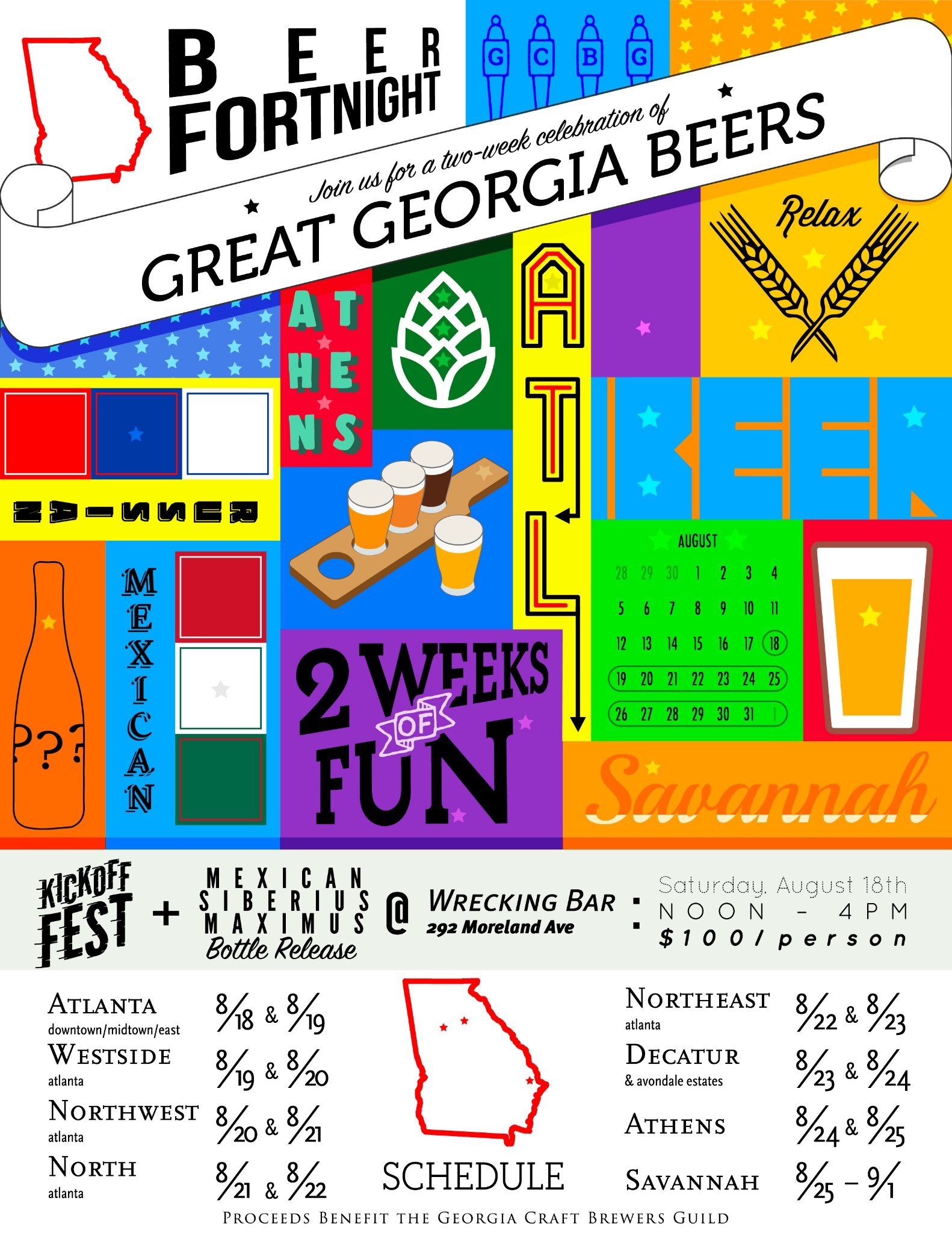 From Aug. 18 - Sept. 1, 2018, join us for two weeks of beer events designed to highlight how far GA beer has come and raise money for the GCBG.