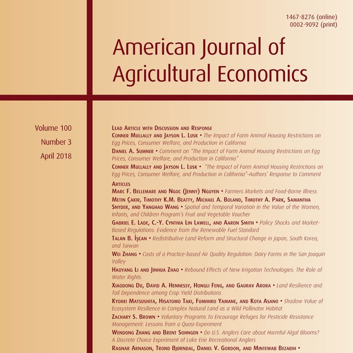 The leading journal in agricultural and applied economics, and the flagship journal of the @AAEA_Economics.