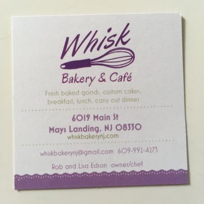 whiskbakerynj's profile picture. OPENING SOON! We will be offering a bakery full of freshly baked treats, coffee, breakfast, lunch, carry out dinner, special events, cooking classes &MUCH MORE