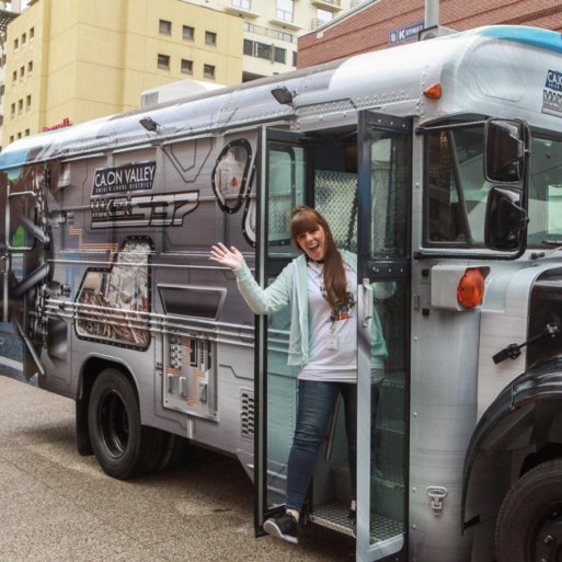 Cajon Valley School District's mobile makerspace that travels to 27 schools, engaging students & teachers in STEAM activities and providing access to resources.