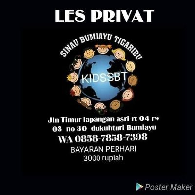 private online/private offline/rumbel/little bimbel
termurah dibumiayu bayaran 3000 rupiah