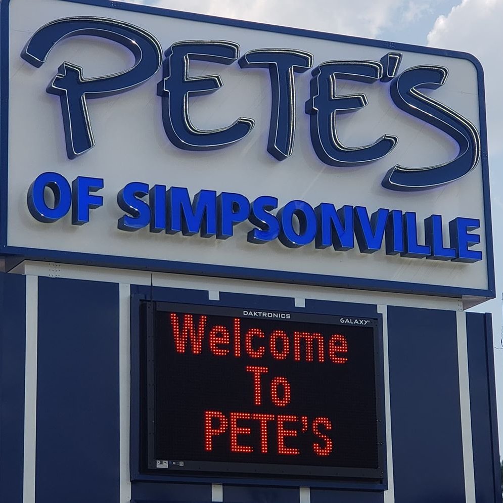 Pete's of Simpsonville is a family friendly restaurant located in the heart of Simpsonville. Come in for a quick bite and bring the whole family!