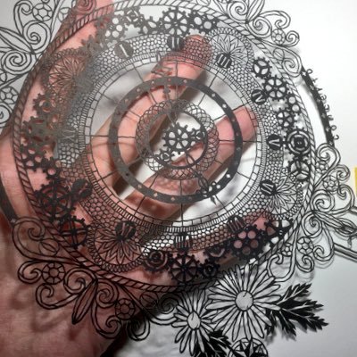 こんちぇると 切り絵作家 葉牡丹をカラー切り絵にしました 冬の花 花 のなかでもとくに好き 名刺くらいのサイズです 切り絵 葉牡丹 葉ぼたん