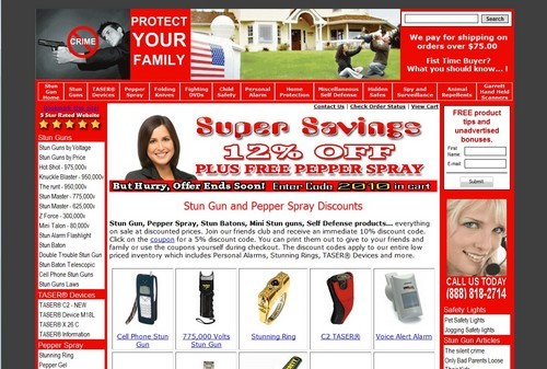 Defend yourself and your family. We sell a great variety of self defense products: Pepper spray, Personal Alarms, Stunguns, Tasers, Self-defense Videos etc