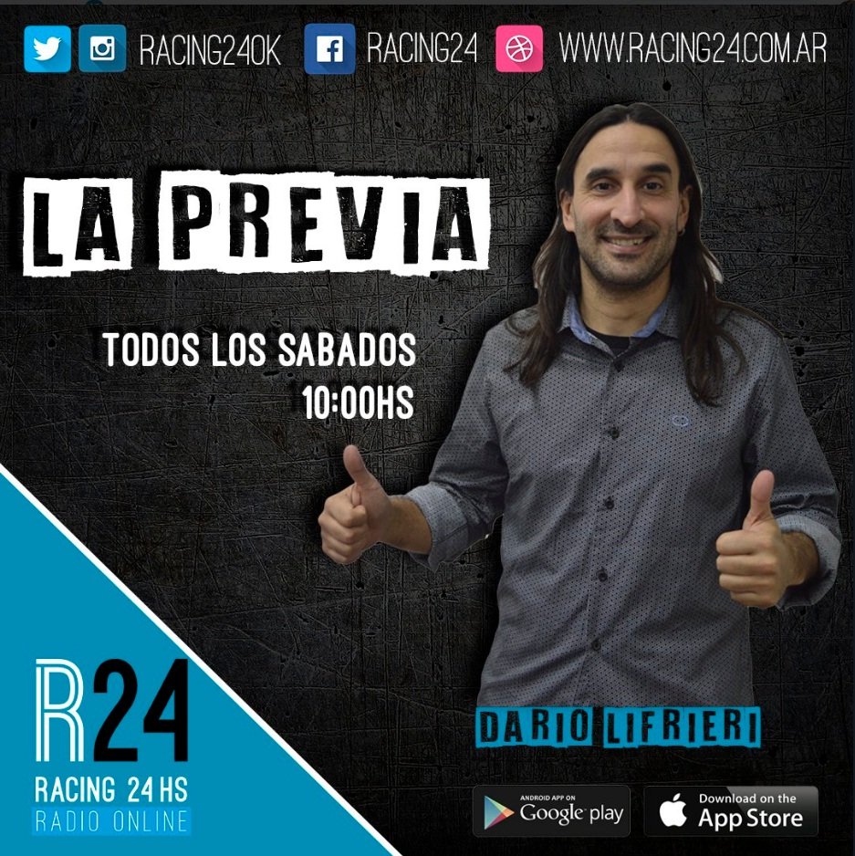 Sábados, de 10 a 13, por @racing24ok. Con @DarioLifrieri8 @FedeRonsino @sofichaul @FacuNicolas23