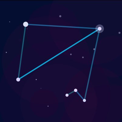 A stellar new household constellation every 6 hours. Crafted by @martinpi with ludicrous verbs and nouns from  @alphachar. Hosted by @v21's CBDQ.