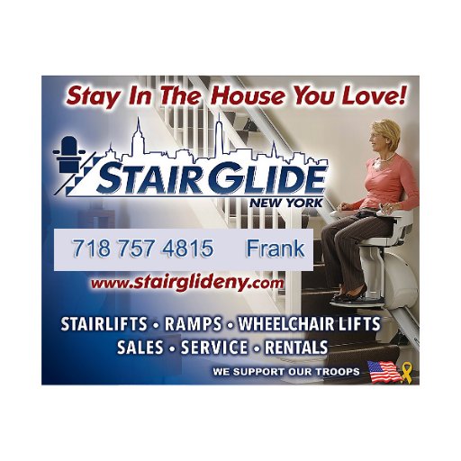 At StairGlide we specialize in the Sales, Service, and Installation of New Straight, Curved, and Outdoor Stair Lifts. In Business For Over 20 years
718 757 4815