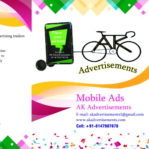 AK advertisements Mobile ads.
We offer a smart and unique advertisements for your business with our cycle and walker ads.
Which goes on your marked routes.