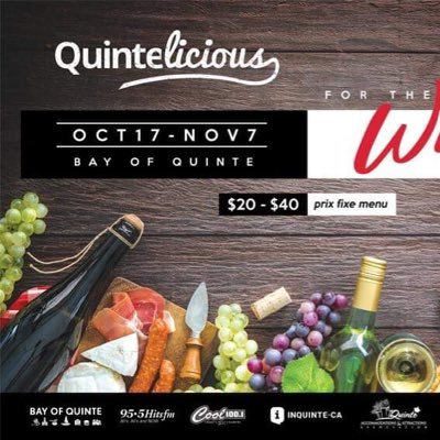 #Quintelicious Oct 17 - Nov 7, 2018. 12 restaurants with price-fixe menus featuring some great local wine!