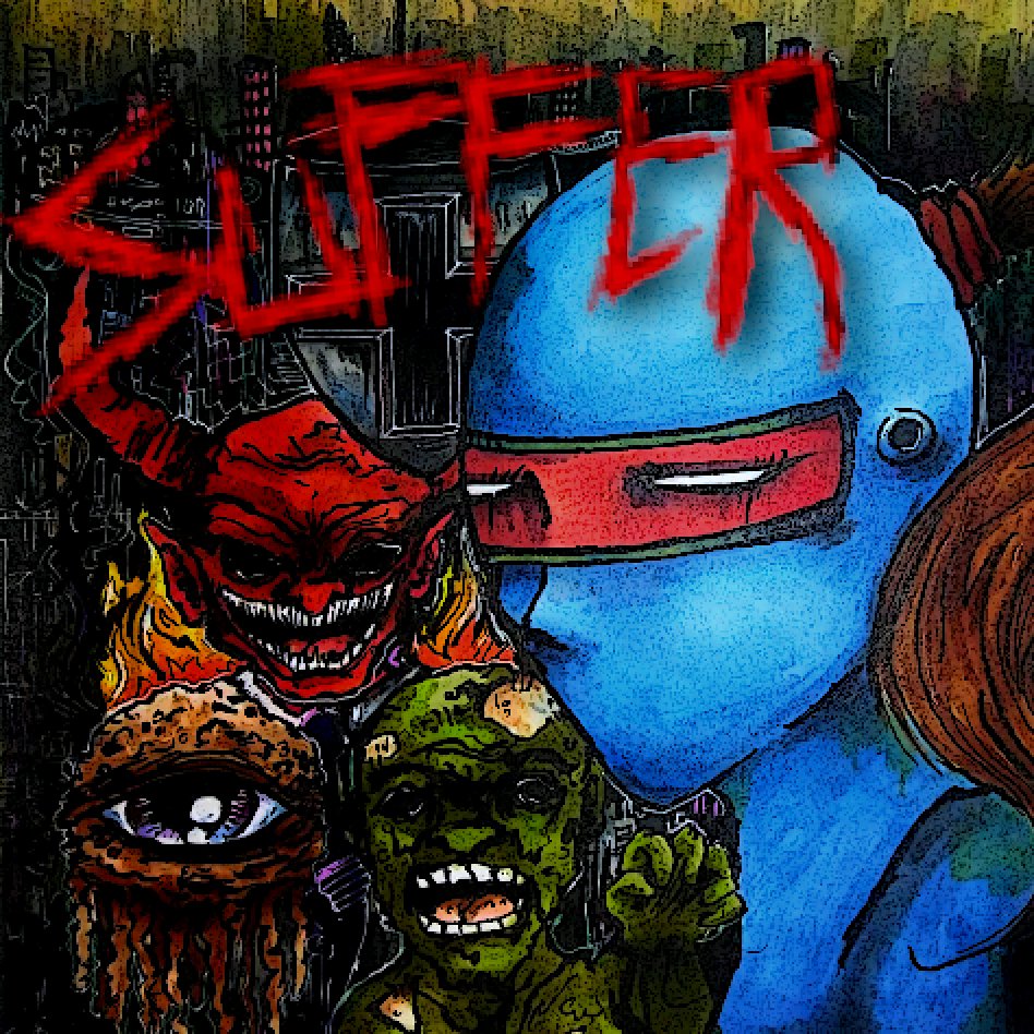 SUFFER is a horror-punk shoot 'em up! Take on the police state with nothing but your ninja sword and a hailstorm of bullets.