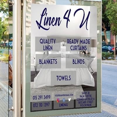 Bed Linen / Curtains & Accessories / Towels / Blankets / Blinds
☎️ 0152913499
📞 0721101397
Email: linen4usales@gmail.com
COURIER AVAILABLE NATIONWIDE