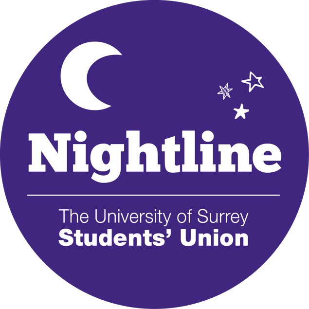 Surrey Nightline is a confidential and anonymous listening and information service. 💜 By students, for students. 7pm - 7am, Mon - Fri termtime🌜