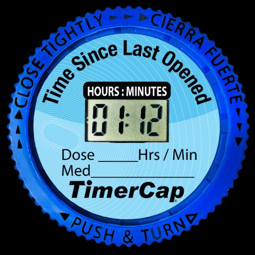 TimerCap sells a prescription cap which incorporates a built-in LCD timer that tells a patient how long it has been since they last took their medication.