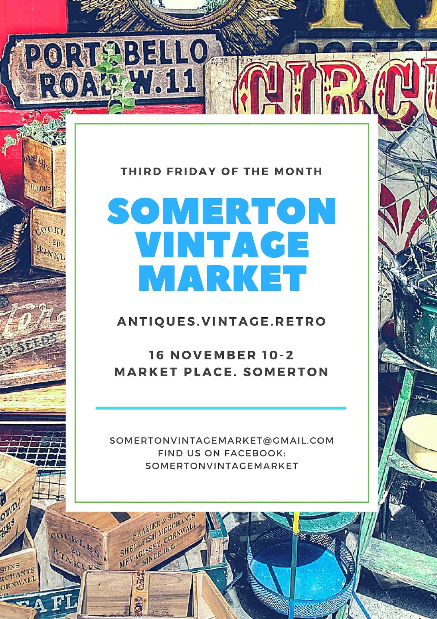 On the 3rd Friday of every month (except Jan & Feb) 10am-2pm. There is an amazing variety of vintage stalls,  antiques & great retro finds!