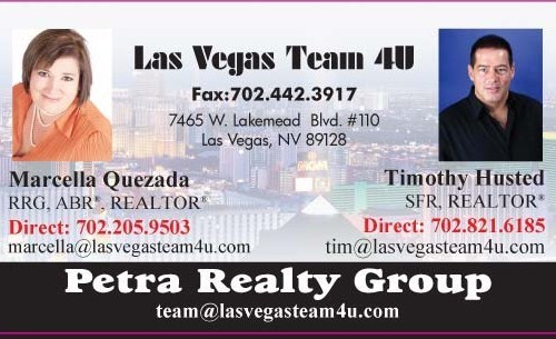 Tim and Marcella team owners of Las Vegas Team 4u.
We take care of all of your RE needs including Property Management.