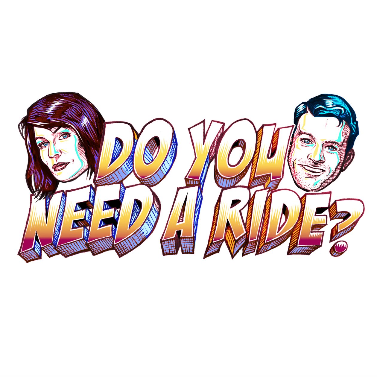 Comedians @chrisfairbanks and @karenkilgariff shuttle their guests to or from the airport, somewhat dangerously, in a mobile sound studio (a car).