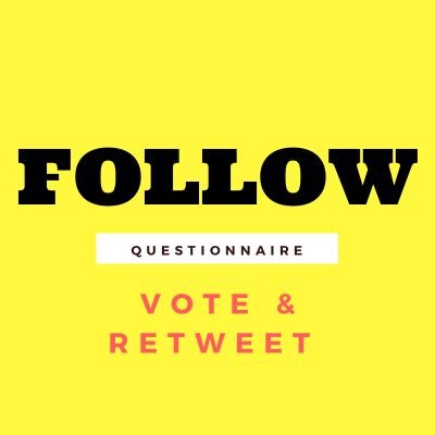 ourquestionaire's profile picture. #Vote if you know, #retweet if you want to find out as well. YOU MUST #FOLLOW & #LIKE a post on Ourqustionaire for #aFOLLOWback (No Cheating)