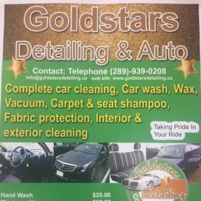 Owner operator at Goldstars detailing and auto service. 444 Taunton rd e. Oshawa,ON wash,wax,complete interior and exterior vehicle detailing. 289-939-0208