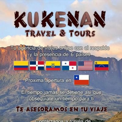 Agencia de Turismo. travelkukenan@gmail.com /Tlf +54 1164055325 / redes: @travelkukenan 

Rápido, fácil y al mejor precio.
Kukenan Travel & Tours.